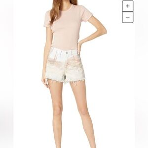 Blank NYC Photo Print Denim Shorts in Desert Bloom